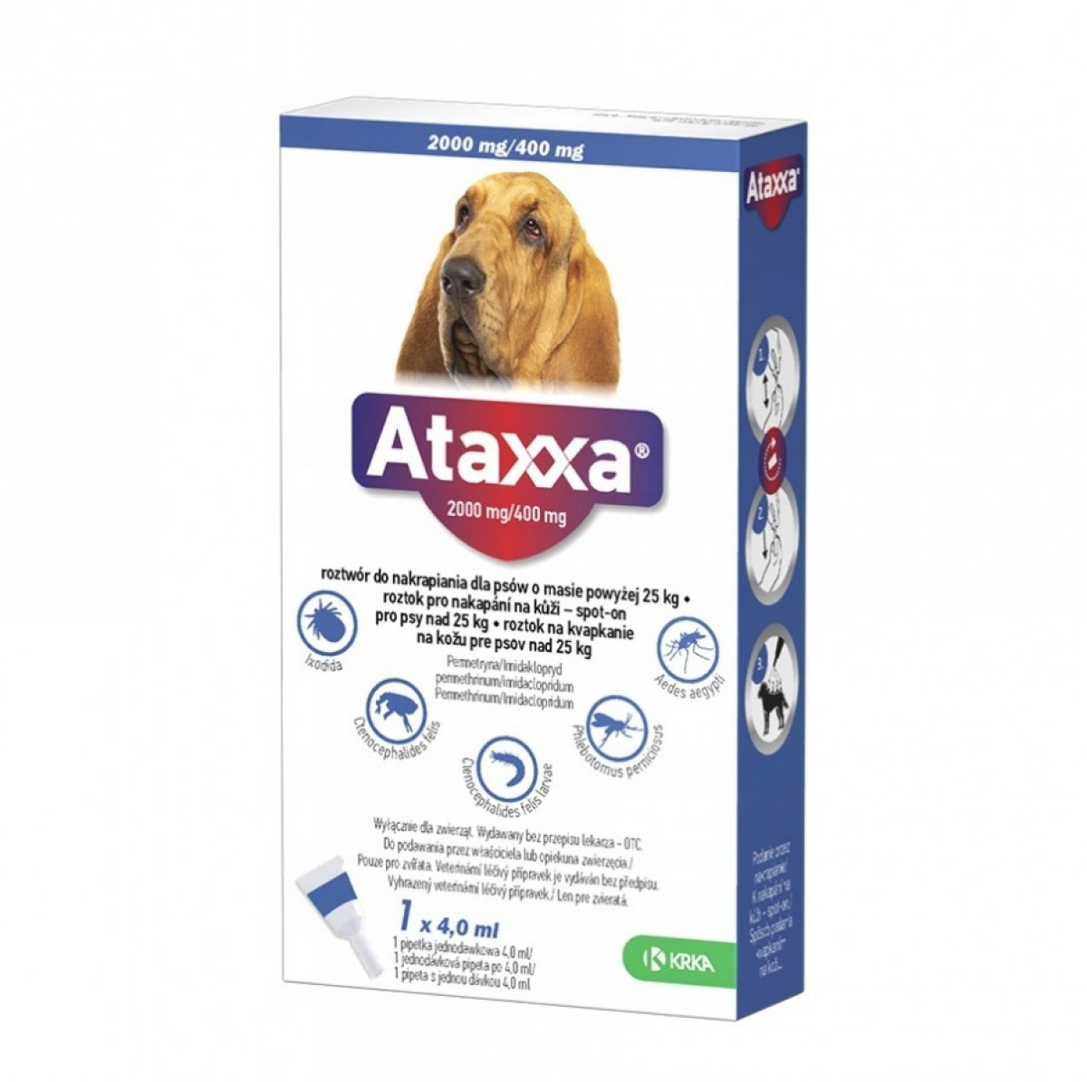 ATAXXA 2000mg/400mg (25- 40 kg) - kapky proti blechám a klíšťatům pro ...