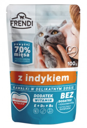 FRENDI Kousky v krůtí omáčce - mokré krmivo pro kočky - 100 g 
