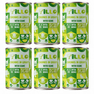 TILLO Kousky v omáčce se zvěřinou - mokré krmivo pro kočky - 6x415 g