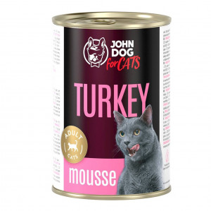 JOHN DOG For cats Turkey Mousse - mokré krmivo pro kočky - 400g