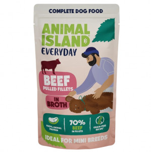 ANIMAL ISLAND Everyday Beef pulled fillets in broth - vlhké krmivo pro psy - 150g