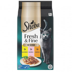 SHEBA Fresh Fine in gravy Chicken, salmon, tuna - mokré krmivo pro kočky - 6x50g