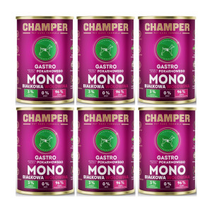CHAMPER Gastro monoproteinové hovězí – mokré krmivo pro psa – 6×400 g