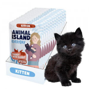 ANIMAL ISLAND Everyday Kitten Turkey with rabbit in broth - mokré krmivo pro kočky - 12x85g
