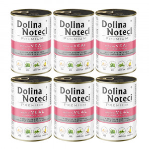 DOLINA NOTECI Premium Bohatá na telecí s hráškem – mokré krmivo pro psy – 6×400 g