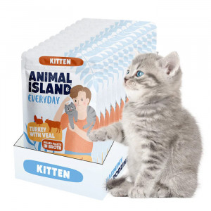 ANIMAL ISLAND Everyday Kitten Turkey with veal in broth - mokré krmivo pro kočky - 12x85g