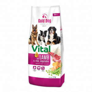 GOLD DOG Premium Vital jehněčí a rýže- suché krmivo pro psy - 12kg