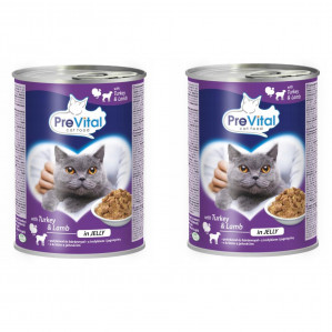PREVITAL Turkey with lamb in jelly - mokré krmivo pro kočky - 2x415g