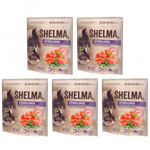 SHELMA Sterilised Rich in salmon - suché krmivo pro kočky - 5x750g