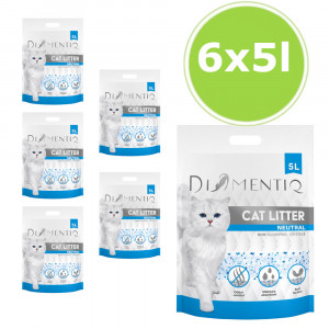 DIAMENTIQ Neutrální, silikonové, nehrudkující stelivo pro kočky - 6x5 l