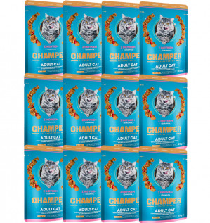 CHAMPER Krůta s brusinkami - mokré krmivo pro kočku - 12x85 g