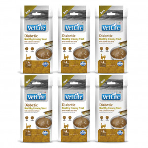FARMINA Vet Life Cat Diabetic Creamy treat with Chicken & Tuna box – pamlsek pro kočku – 6x(4x15g)