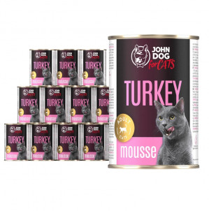 JOHN DOG Mousse Turkey - mokré krmivo pro kočky - 12 x 400g