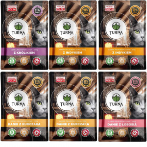 TURNA Cats MIX příchutí – mokré krmivo pro kočky – 6x100g