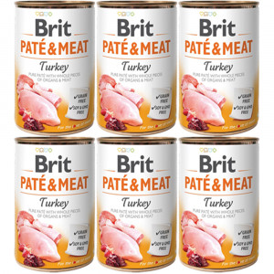 BRIT Paté & Meat Turkey - vlhké krmivo pro psy - 6x400g