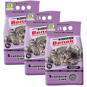 CERTECH Super Benek Standard Levandule – hrudkující stelivo pro kočky – 3x5l