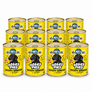 DOBRY PIES Mono Čisté kuře + kolagen – vlhké krmivo pro psa – 12x400g