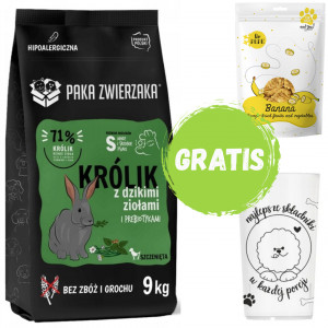 PAKA ZWIERZAKA Puppies Rabbit with wild herbs S - suché krmivo pro psy - 9kg + GRATIS