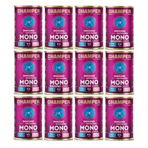 CHAMPER Immuno monoproteinový losos – mokré krmivo pro psa – 12×400 g