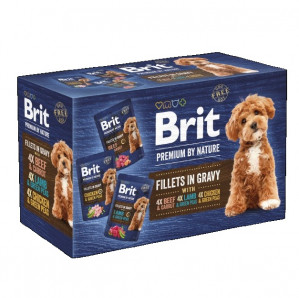 BRIT Premium by nature Dog Filets in gravy Kuře, jehněčí, hovězí - mokré krmivo pro psy - 12x85g