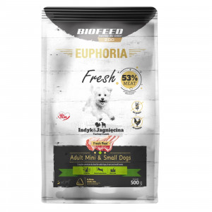 BIOFEED Euphoria Fresh Adult Turkey and lamb XS/S - suché krmivo pro psy - 500g