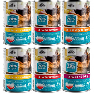 FRENDI kousky v jemné omáčce MIX příchutí - mokré krmivo pro psy - 6x1250g