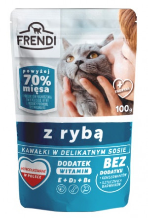 FRENDI Kousky v omáčce s rybou - mokré krmivo pro kočky - 100 g 