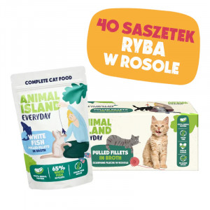 ANIMAL ISLAND White fish in broth - mokré krmivo pro kočky - 40x85g
