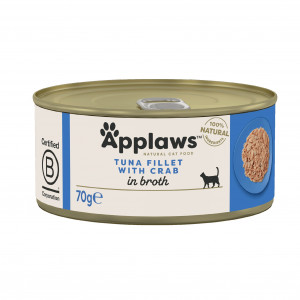 APPLAWS Tuna fillet with crab in broth - mokré krmivo pro kočky - 70g 