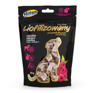 HILTON Freeze-dried treats with lamb liver and raspberries - pamlsek pro psa - 50g