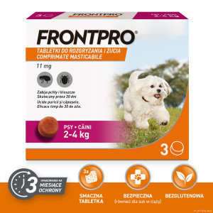 FRONTPRO Tablety proti blechám a klíšťatům pro psa (2-4 kg) - 3x 11,3mg 