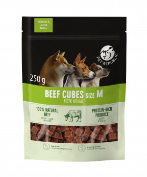 PETREPUBLIC Beef cubes M - pamlsek pro psa - 250g