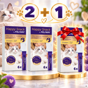 CEVA Feliway Happy snack Kuře – kočičí pochoutka – 2x (6x15 g) + 1x (6x15 g) ZDARMA!