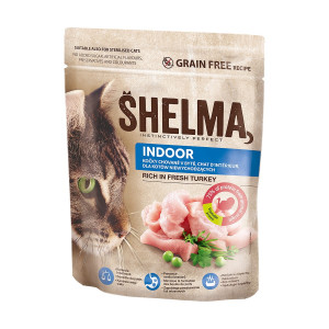 SHELMA Indoor Rich in turkey - suché krmivo pro kočky - 750g