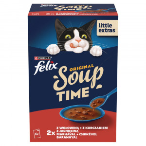 PURINA Felix Original Soup Time Box Beef, lamb, chcken - mokré krmivo pro kočky - 6x48g
