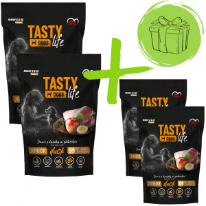 BIOFEED Tasty Dogs Life Junior Kachna - vlhké krmivo pro psy - 2x500g + 2x500g ZDARMA