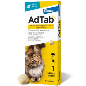 ELANCO AdTab Tablety proti blechám a klíšťatům (>2,0-8,0 kg) - 1x 48 mg