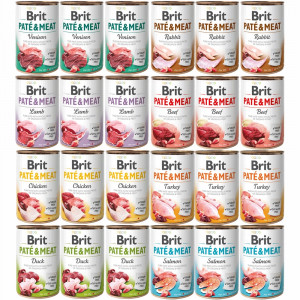 BRIT Paté & Meat Mix příchutě - vlhké krmivo pro psy - 24x400g