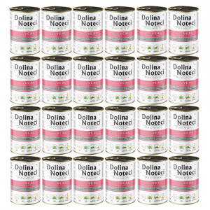 DOLINA NOTECI Premium Bohatá na telecí s hráškem – mokré krmivo pro psy – 24×400 g