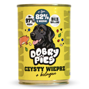 DOBRY PIES Mono Čisté vepřové + kolagen – vlhké krmivo pro psa – 400g
