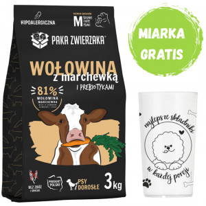 PAKA ZWIERZAKA Hovězí s mrkví M - suché krmivo pro psy - 3kg + GRATIS