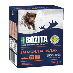 BOZITA Masové kousky s lososem v želé – vlhké krmivo pro psa – 370 g