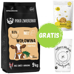 PAKA ZWIERZAKA Hovězí s mrkví M - suché krmivo pro psy - 9kg + GRATIS