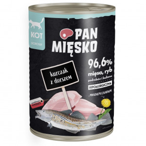 PAN MIĘSKO Chicken with cod - mokré krmivo pro kočky - 400g