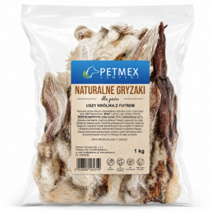 PETMEX králičí uši se srstí Mono - pamlsek pro psa - 1kg
