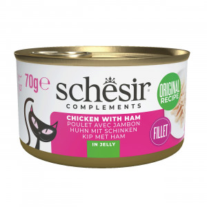 SCHESIR Chicken with ham in jelly - mokré krmivo pro kočky - 70g