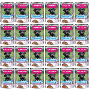 EUKANUBA Life Care Puppy Bohatá na pstruha a sladké brambory - vlhké krmivo pro psy - 24x400g