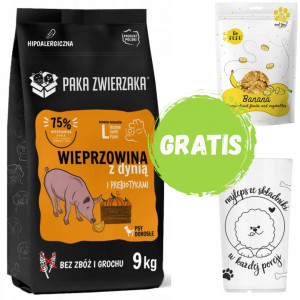 PAKA ZWIERZAKA Vepřové s dýní L - suché krmivo pro psy - 9kg + GRATIS