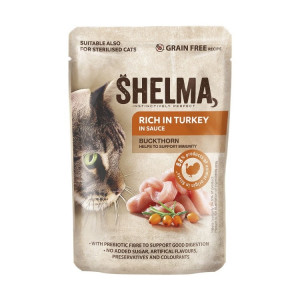 SHELMA Rich in turkey in sauce - mokré krmivo pro kočky - 85g