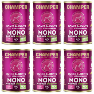 CHAMPER Bones & Joints monoproteinové jehněčí – mokré krmivo pro psa – 6×400 g